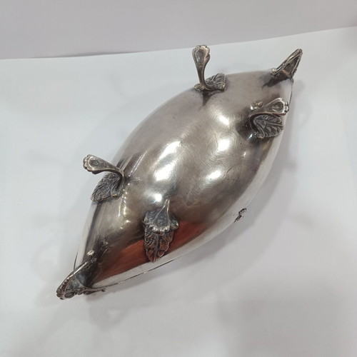 Vintage Soviet Silver-Plated Coupe Navette by Moscow Jewelry Factory 1971