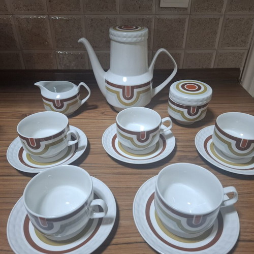 Pontesa Vintage Coffee and Tea Set for 5, 1970s Retro