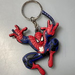 Spiderman rubber keychain and drawstring pouch used