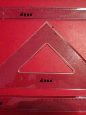 Rass geometry set with rulers and 45-degree triangle