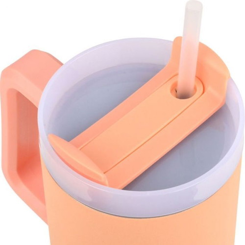 Estia Straw Tumbler XL Save The Aegean 900ml peach fuzz insulated cup new