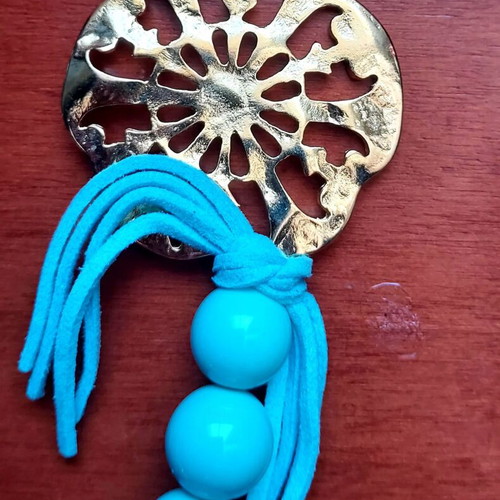Handmade turquoise and gold necklace and earrings set like new