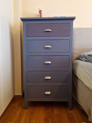 Cocomat chest of drawers used, solid wood, 5 drawers, purple color