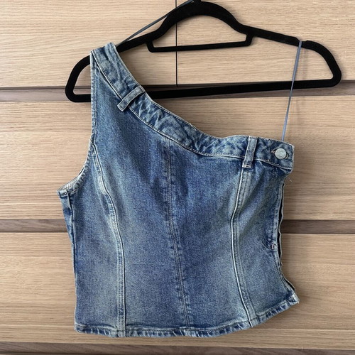 Zara one shoulder denim top size M like new, blue