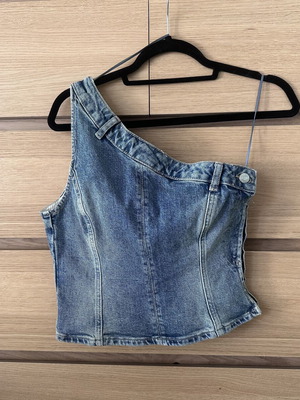 Zara one shoulder denim top size M like new, blue