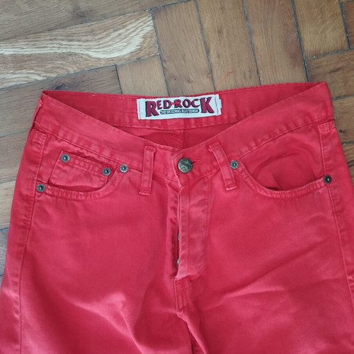 Red vintage straight-leg jeans like new, low waist, size XXS