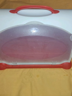 Tontarelli bread box used, plastic, orange-red color