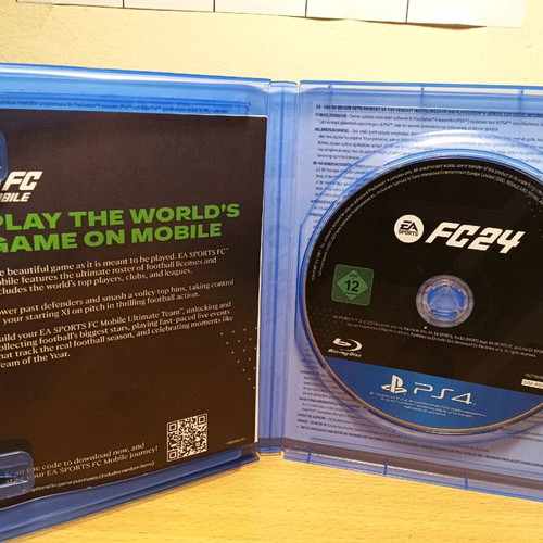 FC24 PS4 game like new, sports genre