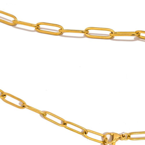 18K 5macro Gold Plated Necklace and Bracelet Set, Length 60cm and 20cm