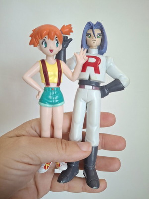 Pokemon Pocket Monsters Team Rocket Musashi James & Misty Figures used 1998 TOMY AULDEY