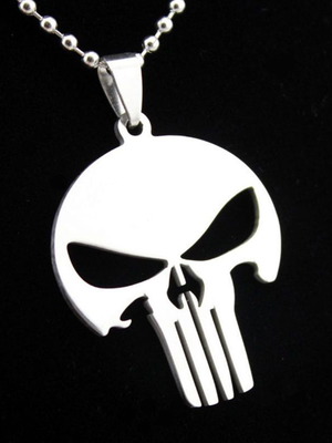 The Punisher Pendant with Ball Chain Necklace silver color like new