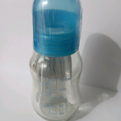 My Best Friend Glass Baby Bottle 125ml new with Silicone Nipple and Blue Cap