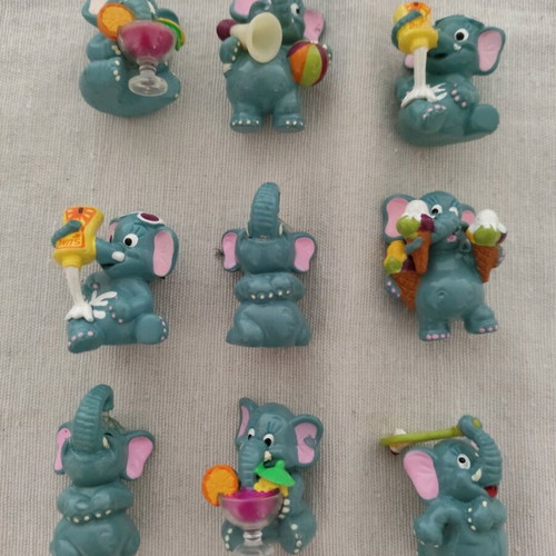 Kinder Surprise Elephants like new, set of 9 pcs, 3 cm