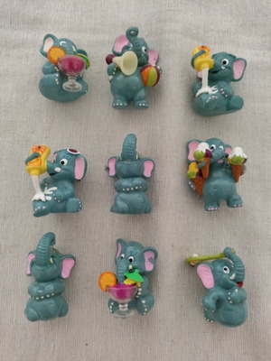 Kinder Surprise Elephants like new, set of 9 pcs, 3 cm
