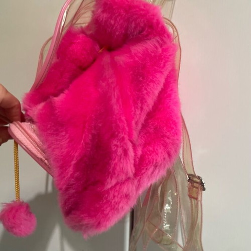 Children's furry backpack used, fuchsia