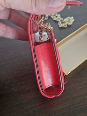 Michael Kors lipstick bag red new with gold chain