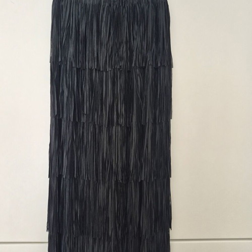 Elastic skirt with fringes new, black, size M