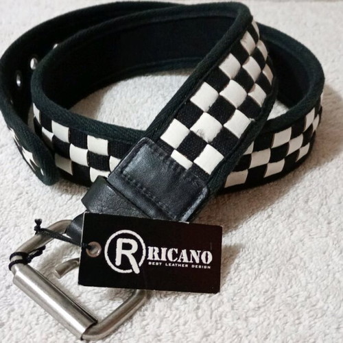 Ricano leather belt chessboard pattern new
