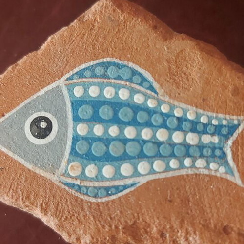 Painting on tile new, carved by the sea, 6x4 cm