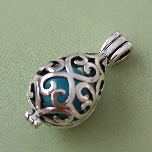 Pendant egg opening new, silver, for amulet