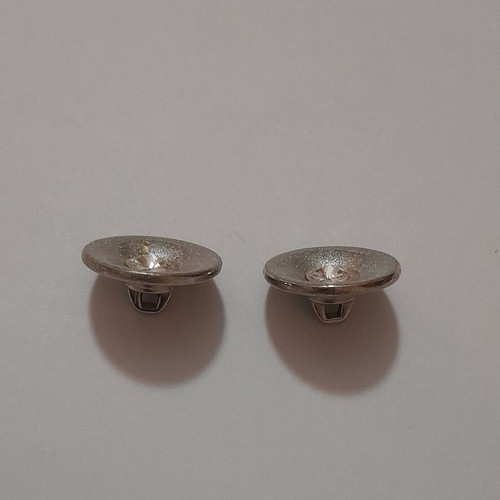 Silver metal decorative buttons with rhinestones set of 2 new