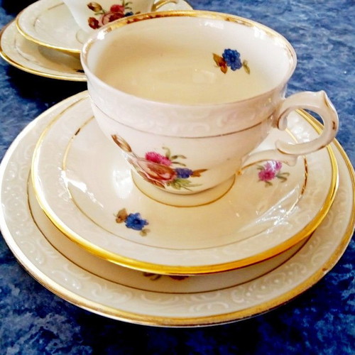 Antique set of six cups Danish Kobenhavns Porcelain Maleri 1930