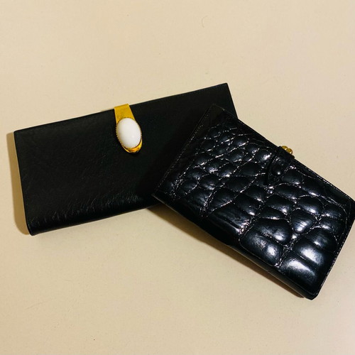 Set of 2 new black leather wallets