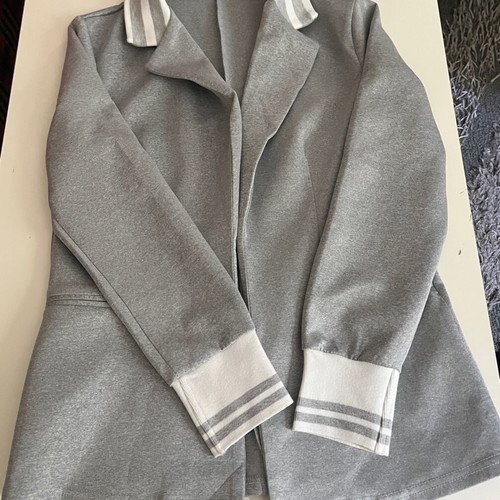 Grey suit set like new, S, polyester with stripes
