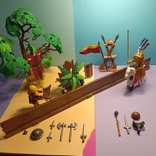 Playmobil 4437 and 3287 Barbarian Ambush Jousting Tournament lot used