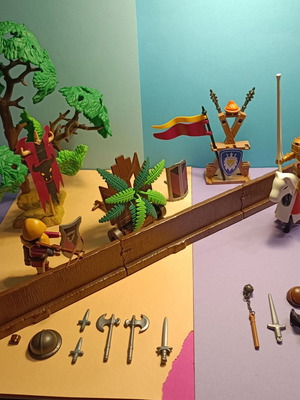 Playmobil 4437 and 3287 Barbarian Ambush Jousting Tournament lot used