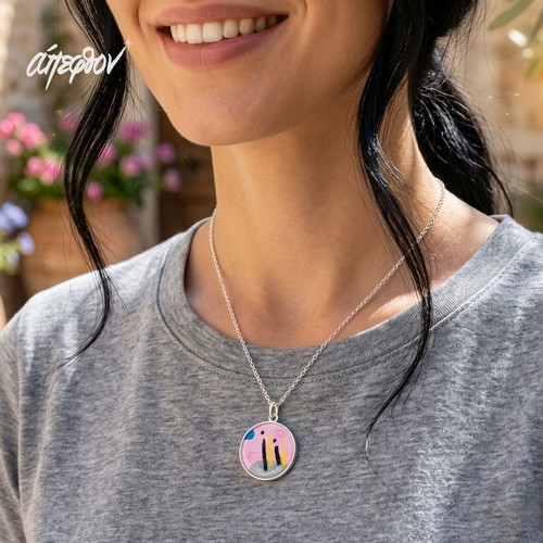 Reverie Necklace by Άπεφθον with Hand-Painted Abstract Design