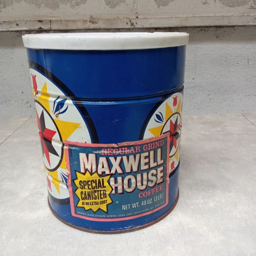 Maxwell House large coffee canister used collectible from 1980s