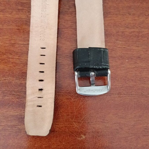 Leather watch strap 22mm handmade, used, black