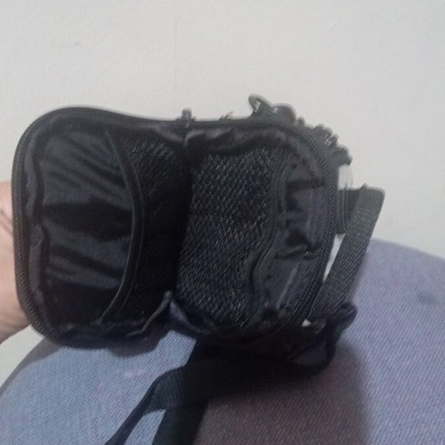 Camera bag used, 15×10 cm, black with gray patterns