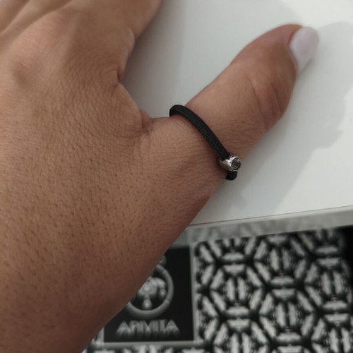 Elastic ring with silver element and rhinestones minimal, like new