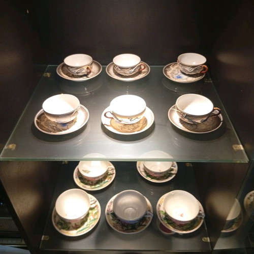 Handmade Japanese sake and tea cups like new, set of 16 pieces
