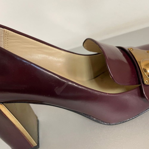 Ash leather pumps used, burgundy, 9 cm heel, size 40