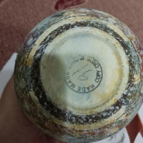Collectible handmade Cretan vessel like new, museum replica by G. Kritsotaki