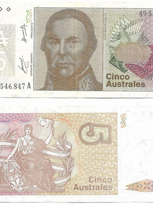 Argentina 5 Australes banknote 1985-1989 new