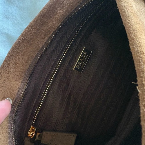 Prada suede shoulder bag brown like new with protective case