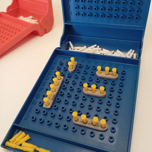Vintage MB Games Mini Battleship travel board game used with box
