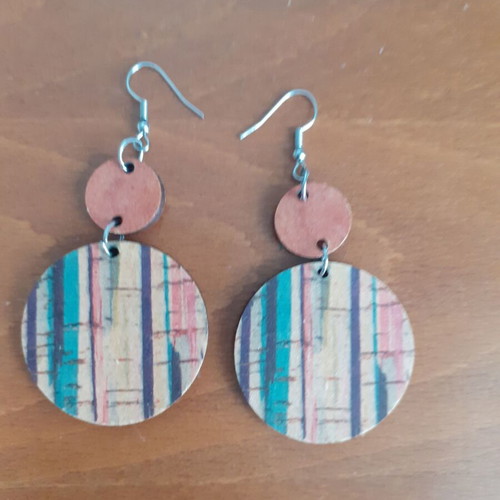 Wooden colorful hoop earrings like new