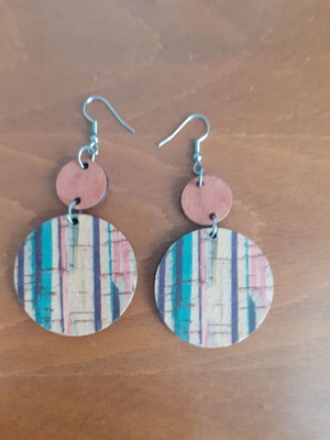 Wooden colorful hoop earrings like new