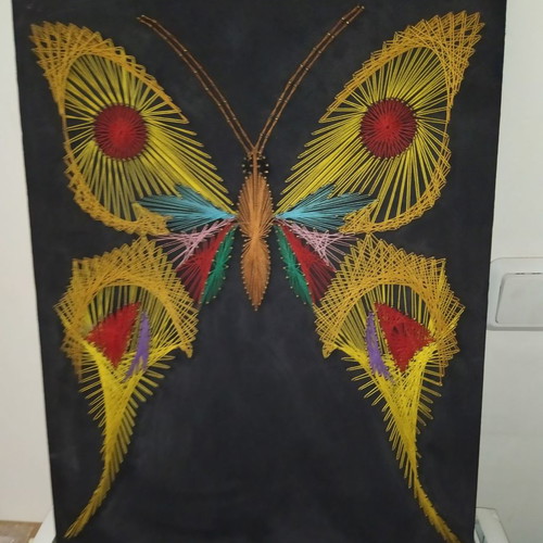 Antique butterfly string art frame used 55x40 cm