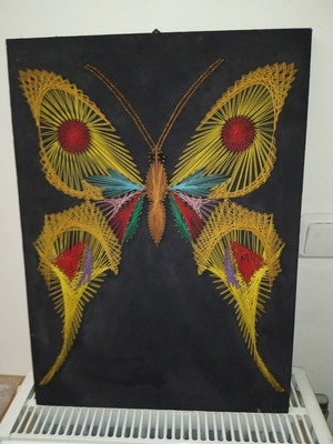 Antique butterfly string art frame used 55x40 cm