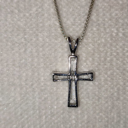 Silver cross 925 new, hammered silver