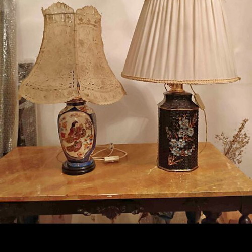 Two vintage Asian style table lamps Chinoiserie, 60cm height