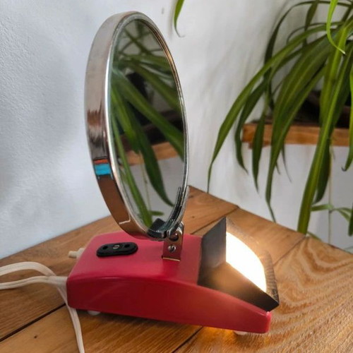 Vintage 70s illuminated makeup mirror used from former Soviet Union