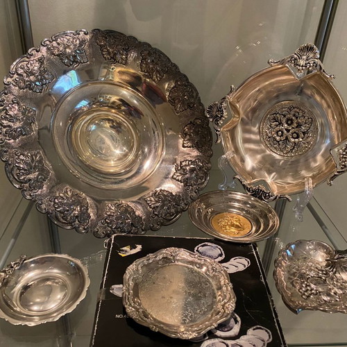 Silver-plated plates and items used