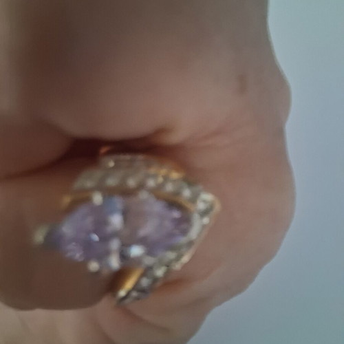 Vintage Atelier statement ring No52 like new, lilac marquise stone